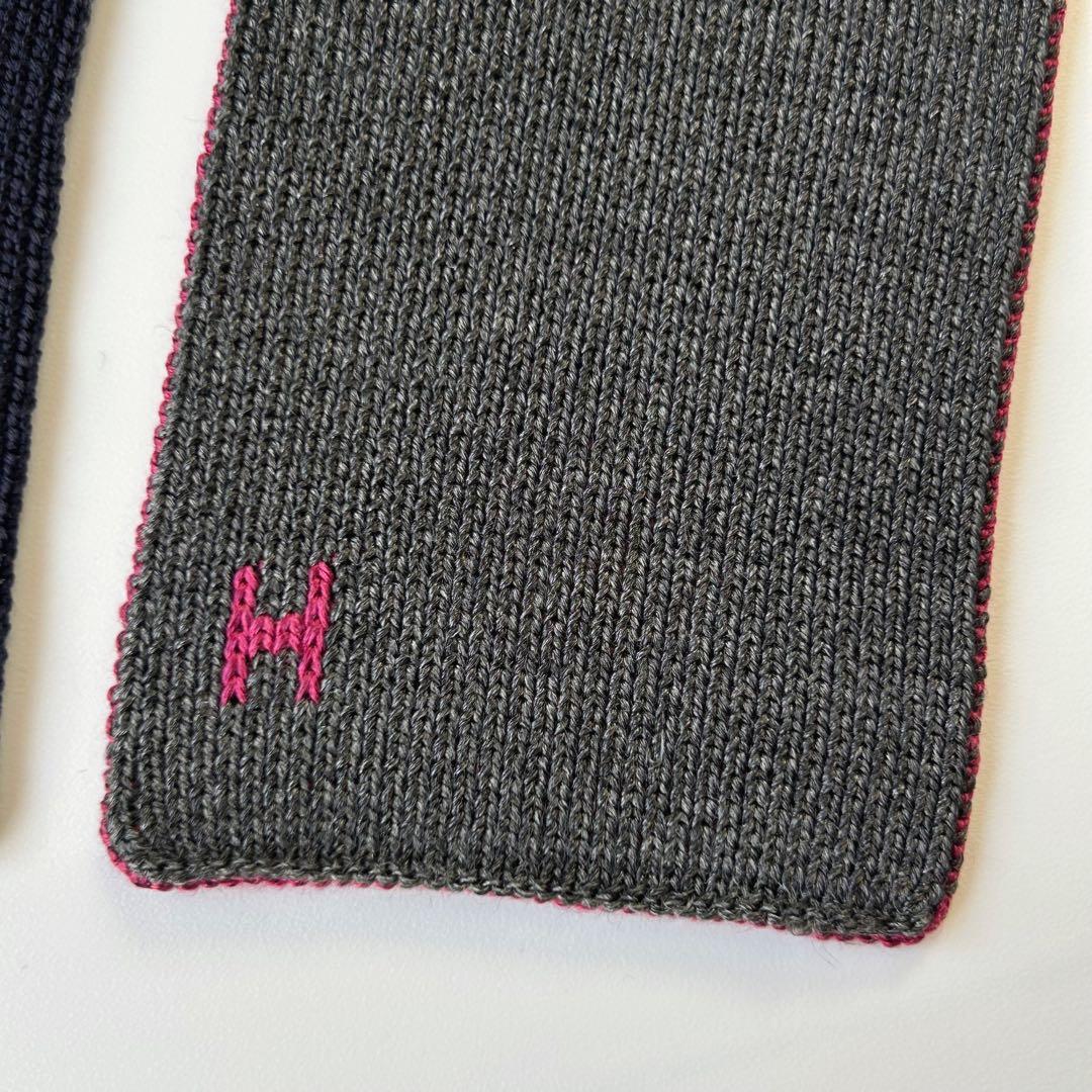 HERMES エルメス　ネクタイ　ニットタイ　4way ブルー　グレー　ボルドー