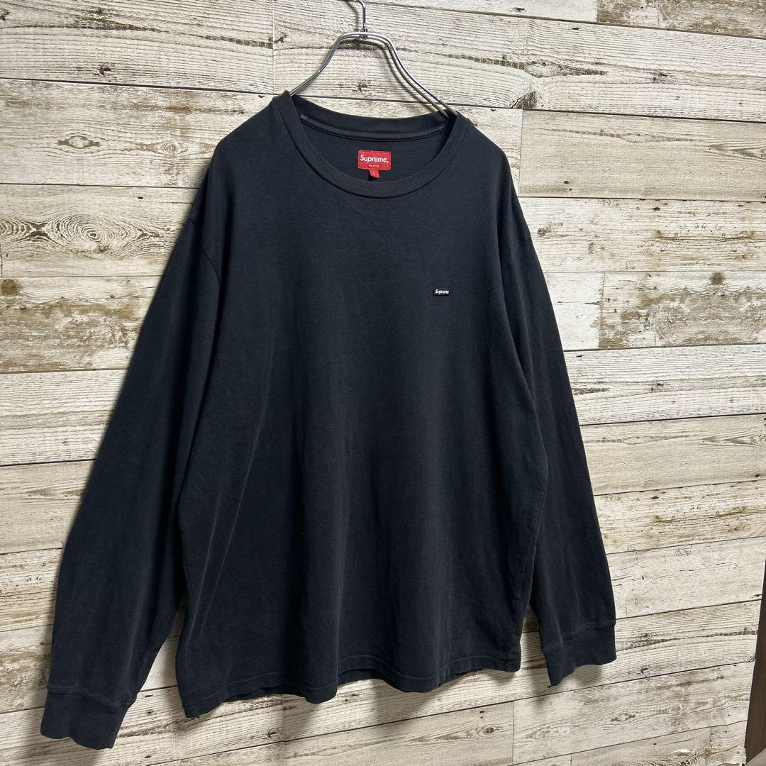 086【人気Lサイズ】シュプリーム♤刺繍スモールボックスロゴ　長袖Tシャツ