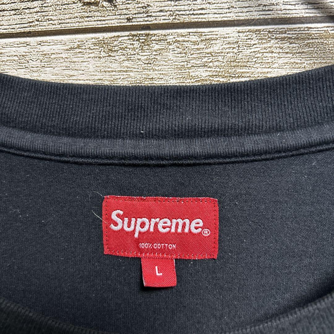 086【人気Lサイズ】シュプリーム♤刺繍スモールボックスロゴ　長袖Tシャツ