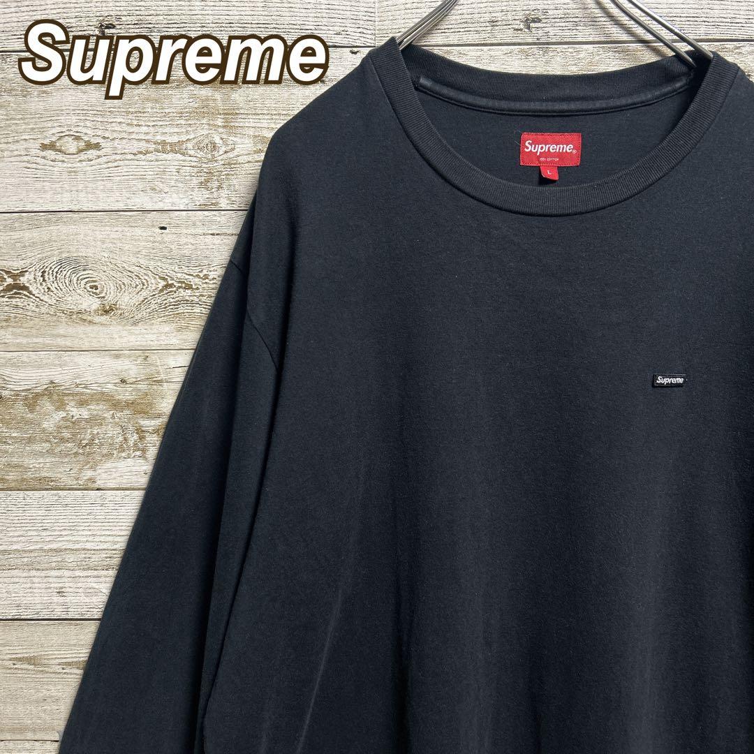 086【人気Lサイズ】シュプリーム♤刺繍スモールボックスロゴ　長袖Tシャツ