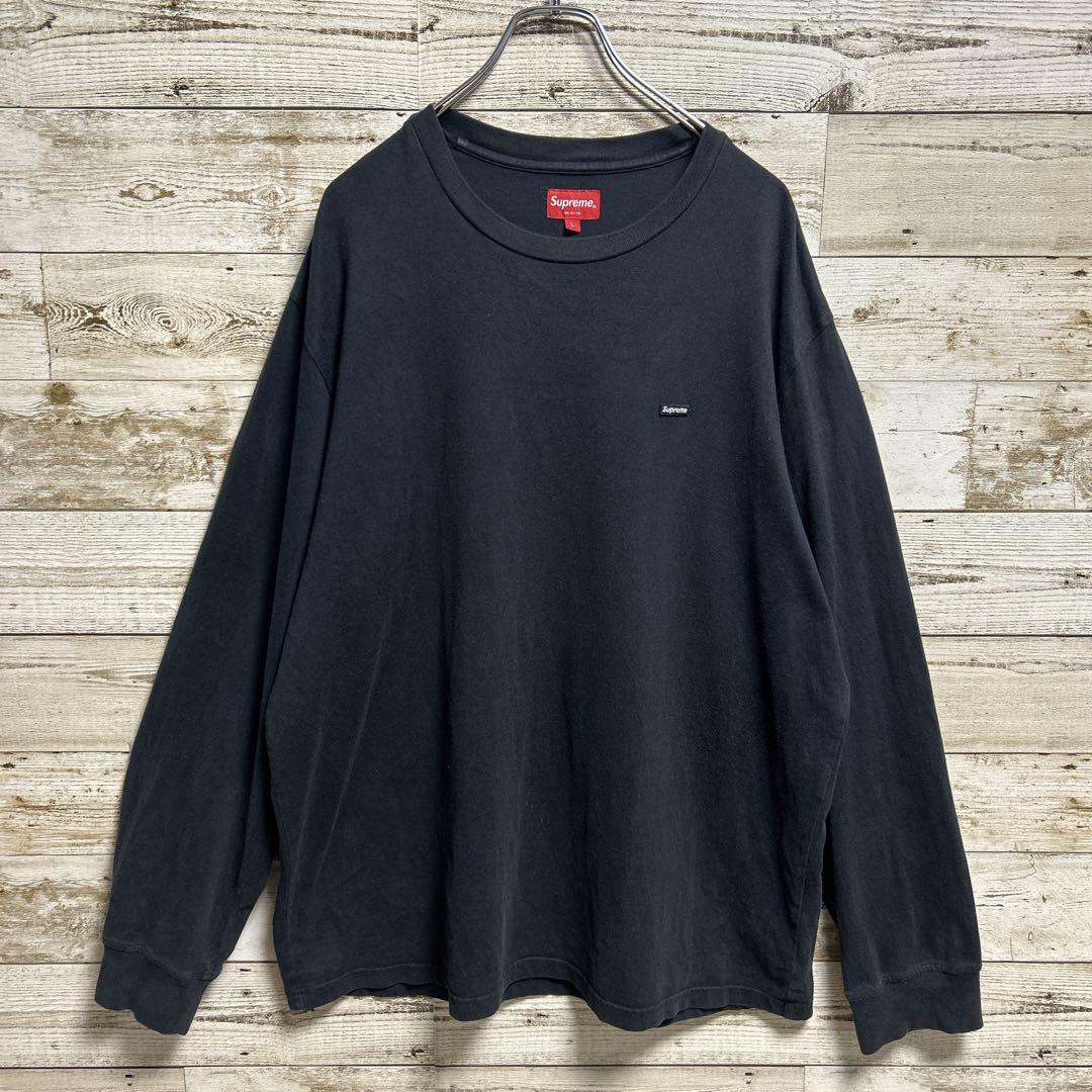 086【人気Lサイズ】シュプリーム♤刺繍スモールボックスロゴ　長袖Tシャツ