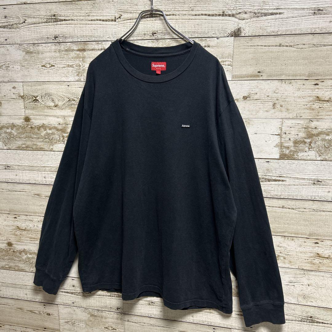 086【人気Lサイズ】シュプリーム♤刺繍スモールボックスロゴ　長袖Tシャツ