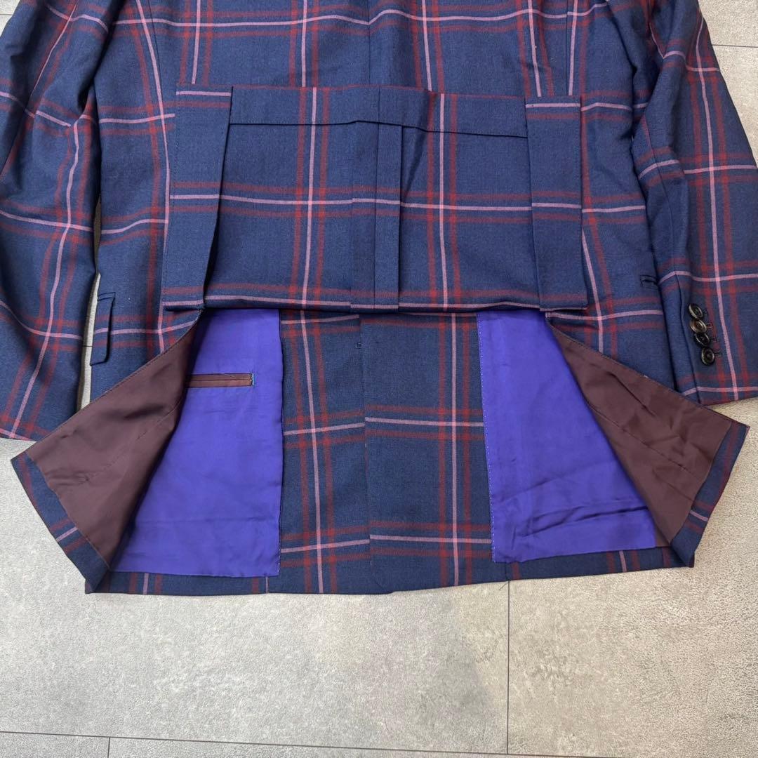 希少 ポールスミス セットアップ チェック ネイビー ウール