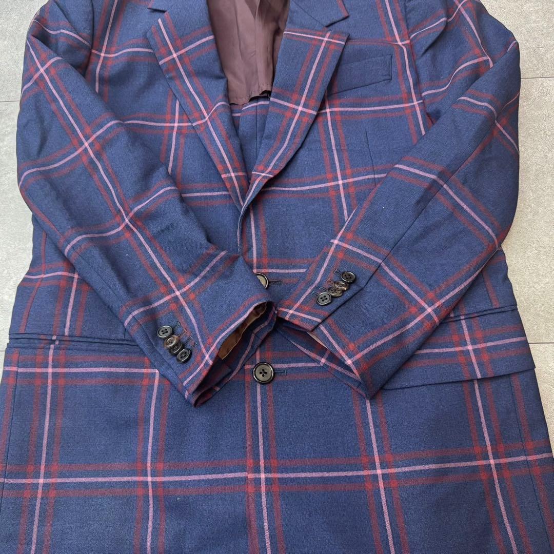 希少 ポールスミス セットアップ チェック ネイビー ウール