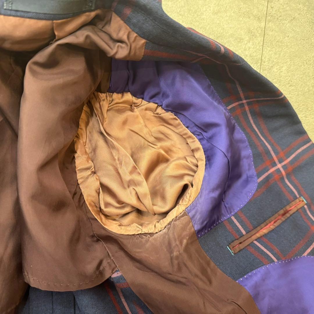 希少 ポールスミス セットアップ チェック ネイビー ウール