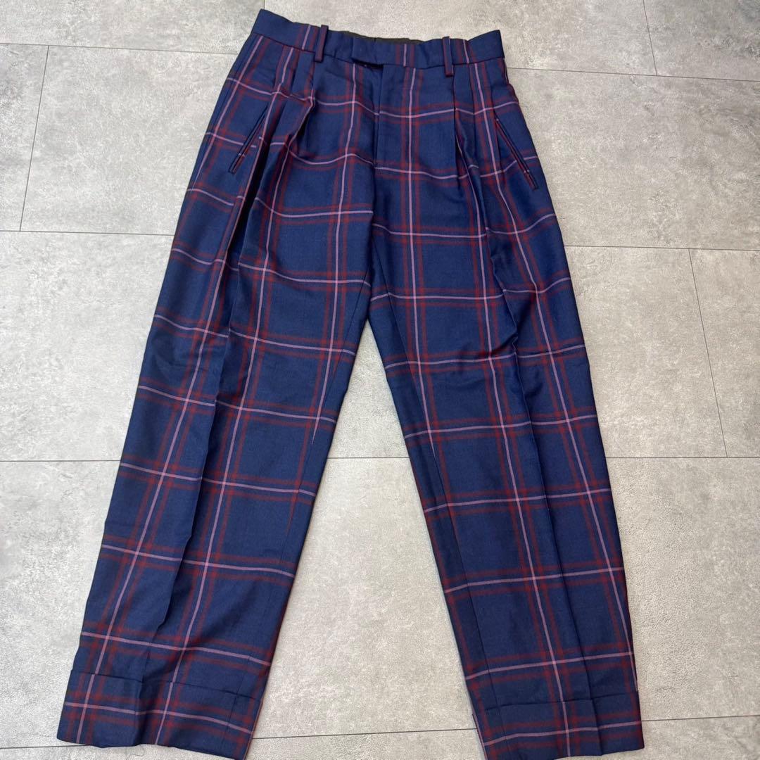 希少 ポールスミス セットアップ チェック ネイビー ウール