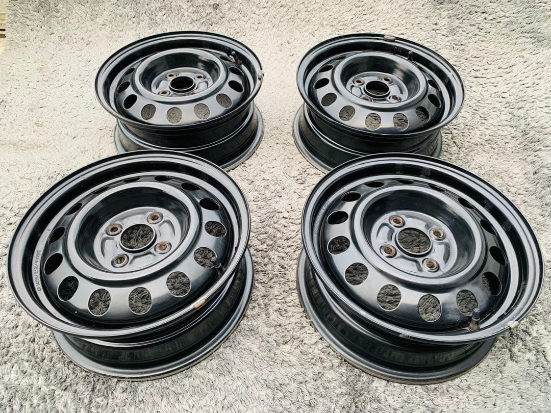 ★スチールホイール 14×5.5J PCD100 4本 黒鉄チン Used★