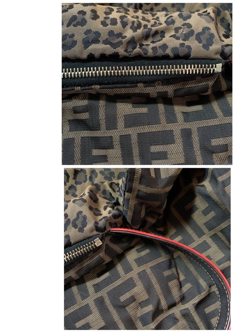 USED①フェンディFENDI☆ズッカ柄☆リバーシブルトートバッグ☆レオパード★