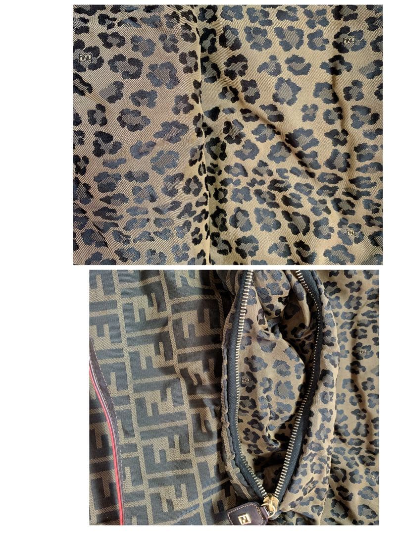 USED①フェンディFENDI☆ズッカ柄☆リバーシブルトートバッグ☆レオパード★