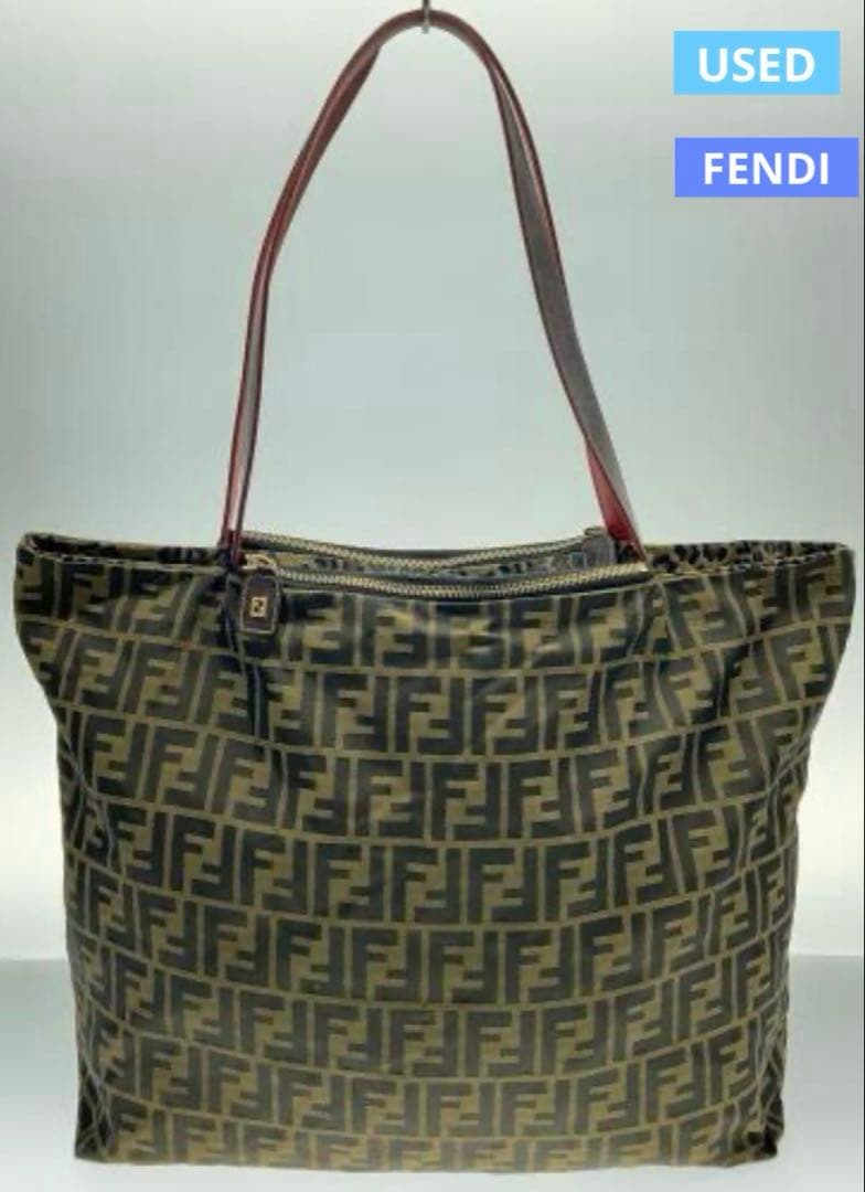 USED①フェンディFENDI☆ズッカ柄☆リバーシブルトートバッグ☆レオパード★