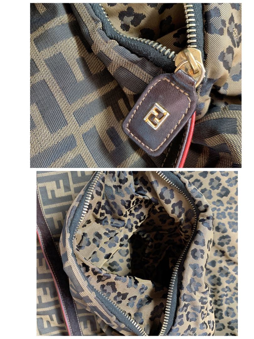 USED①フェンディFENDI☆ズッカ柄☆リバーシブルトートバッグ☆レオパード★