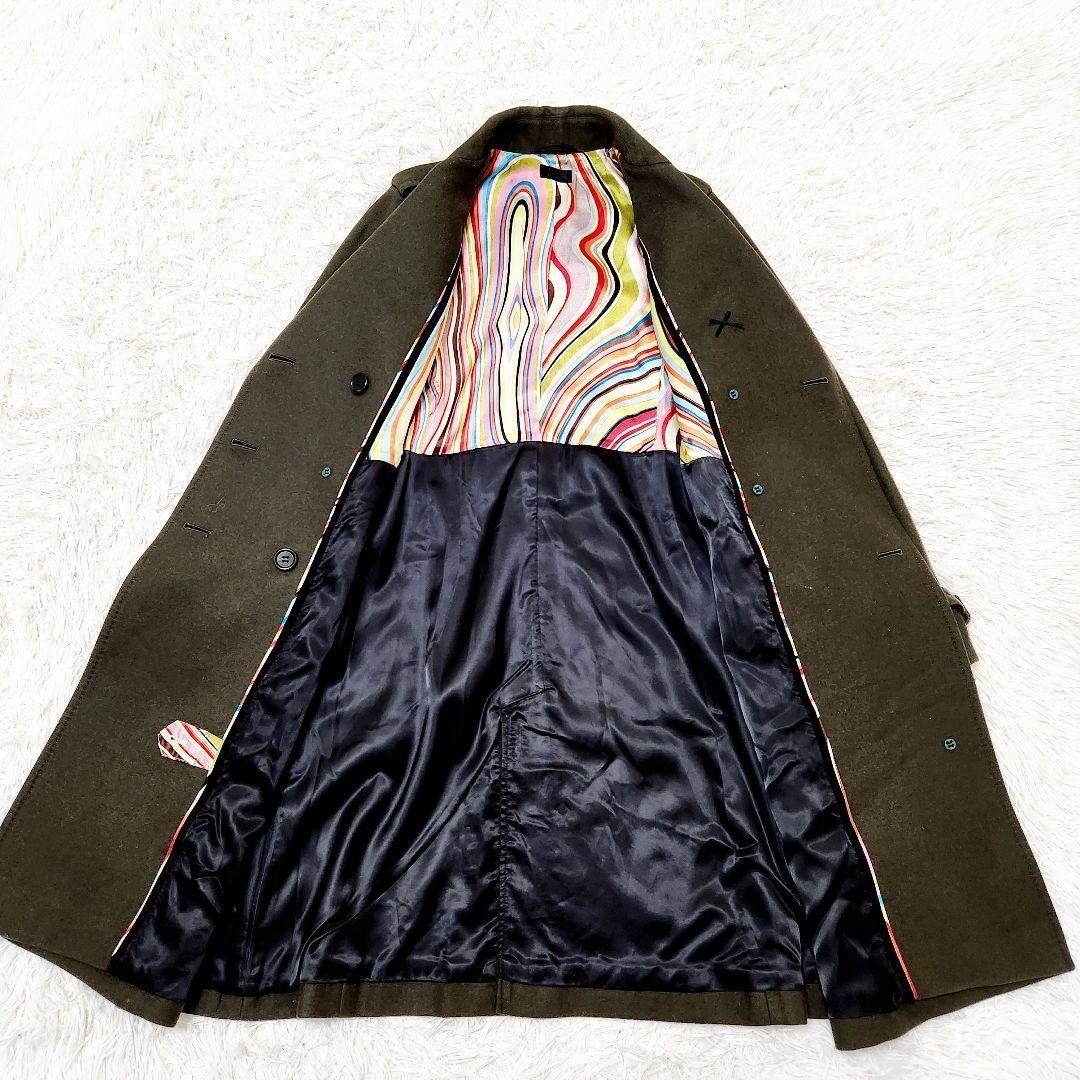 極美品ポールスミスPaul Smith カシミヤダブルブレストコートマルチカラー