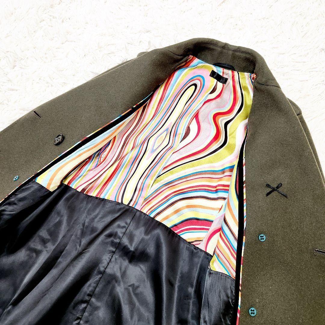 極美品ポールスミスPaul Smith カシミヤダブルブレストコートマルチカラー