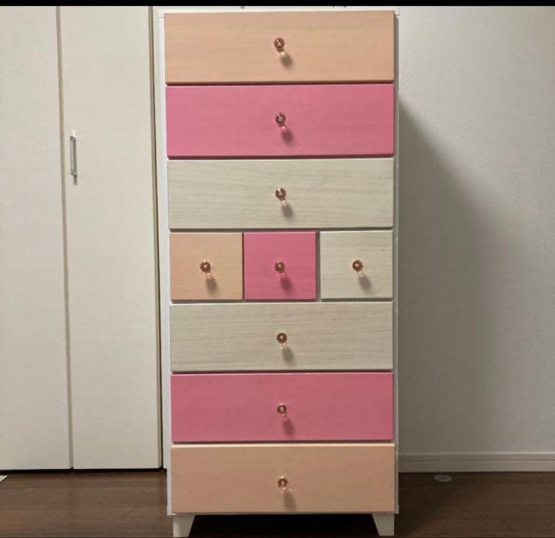 ニトリ　ハイチェスト　7段　ピンク チェスト　タンス