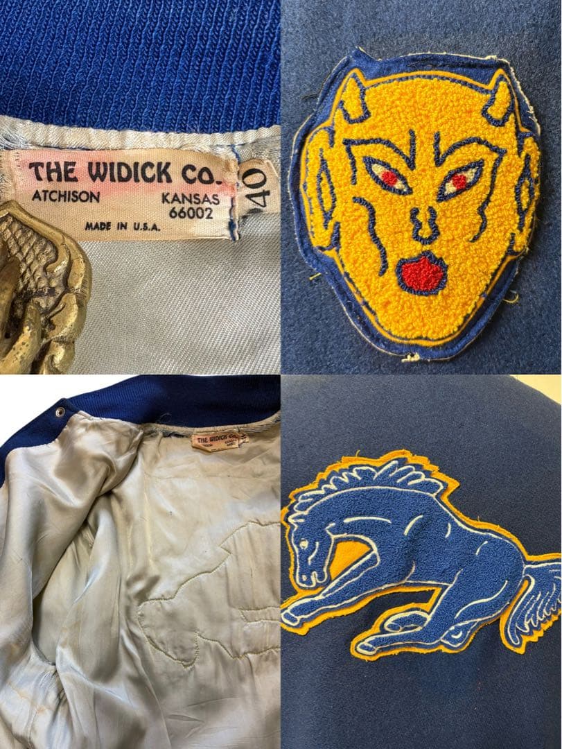 超希少 50s ビンテージ デビル 袖革 スタジャン 40 青 xpv