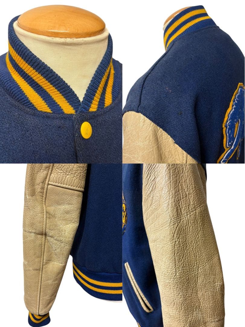 超希少 50s ビンテージ デビル 袖革 スタジャン 40 青 xpv