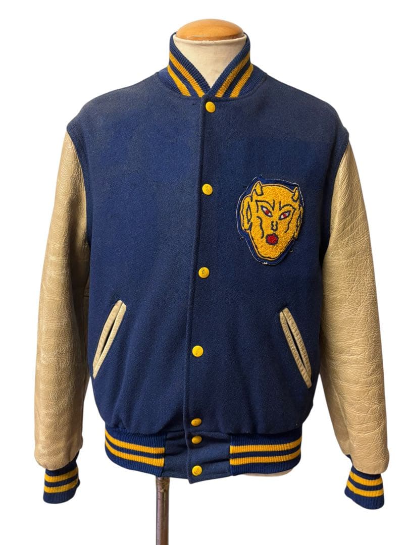 超希少 50s ビンテージ デビル 袖革 スタジャン 40 青 xpv