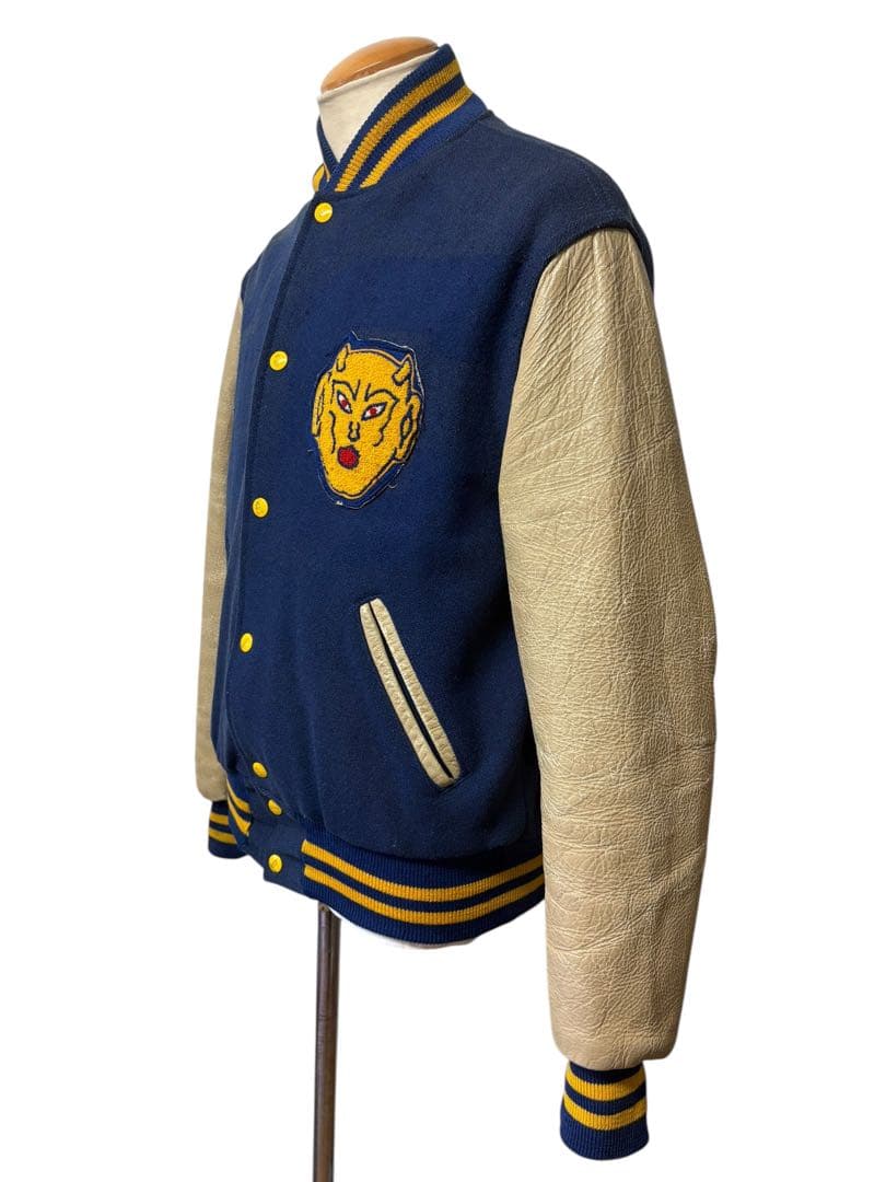 超希少 50s ビンテージ デビル 袖革 スタジャン 40 青 xpv