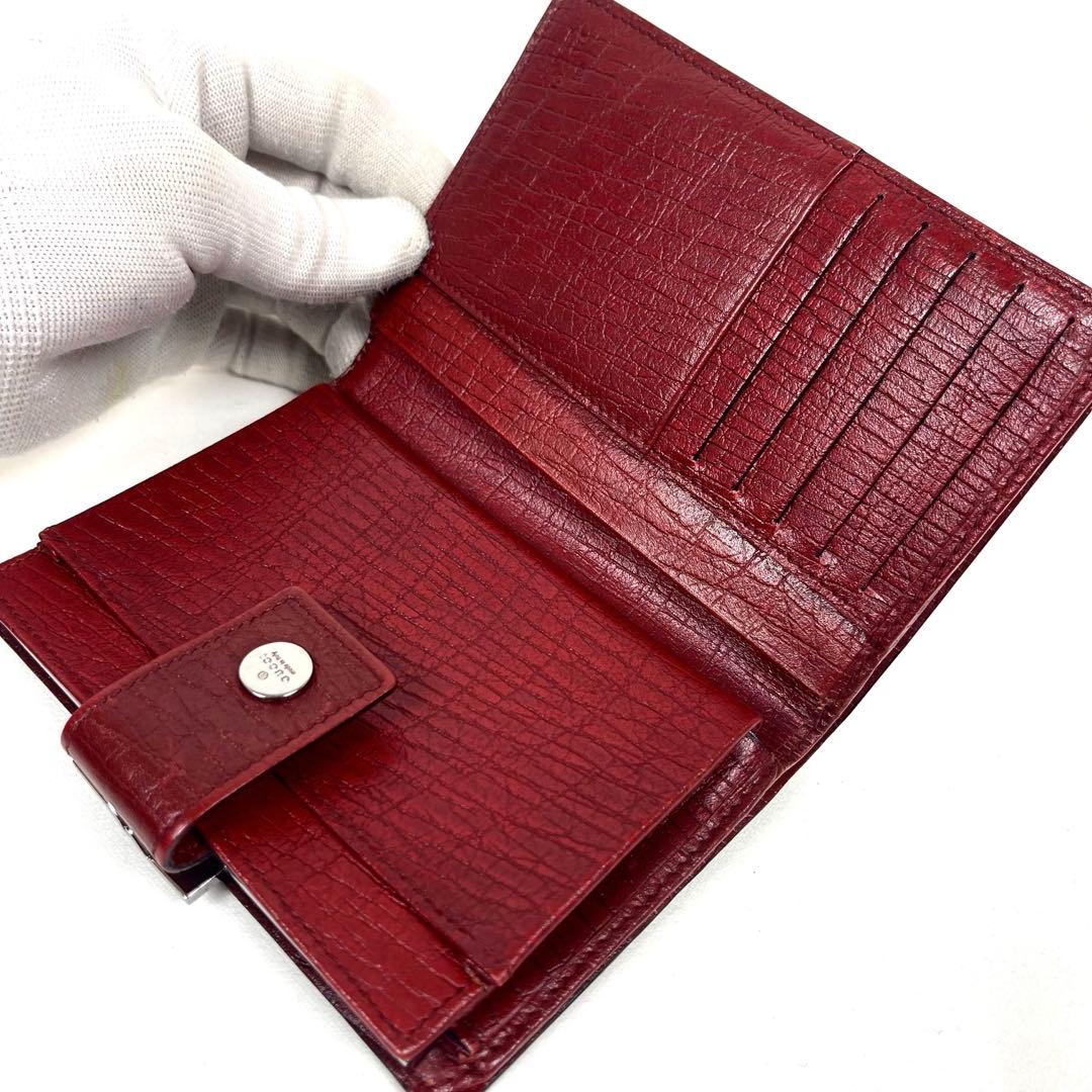 グッチ　折り財布　GGスプリーム　ロゴ総柄　がま口　ミディアム　PVC レザー