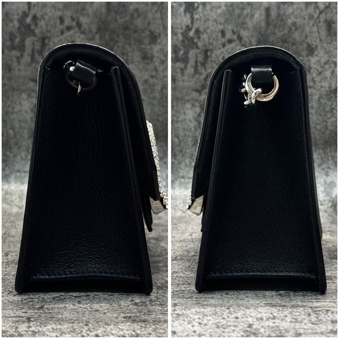 未使用級✨ジミーチュウ マデリン クリスタル チェーン ショルダーバッグ レザー