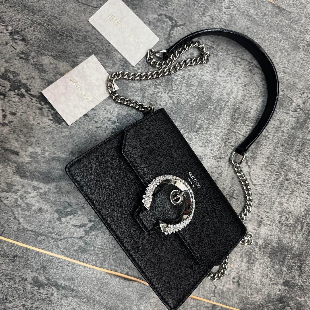 未使用級✨ジミーチュウ マデリン クリスタル チェーン ショルダーバッグ レザー