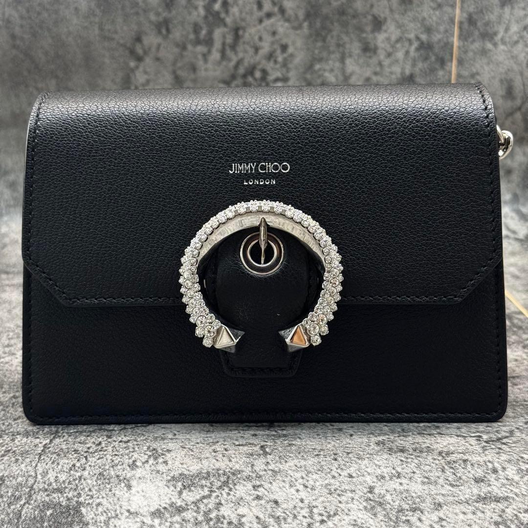 未使用級✨ジミーチュウ マデリン クリスタル チェーン ショルダーバッグ レザー