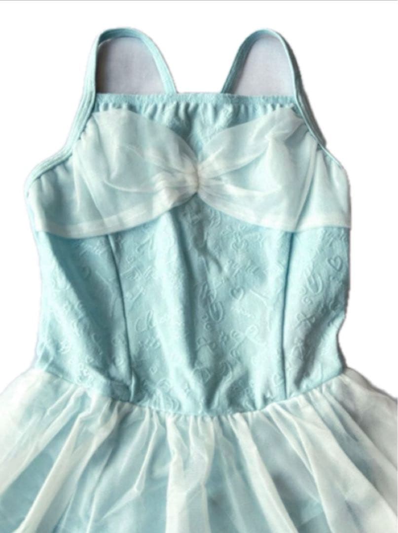 新品Chacott★ドレスの様なチュチュ付きレオタード 水色110K