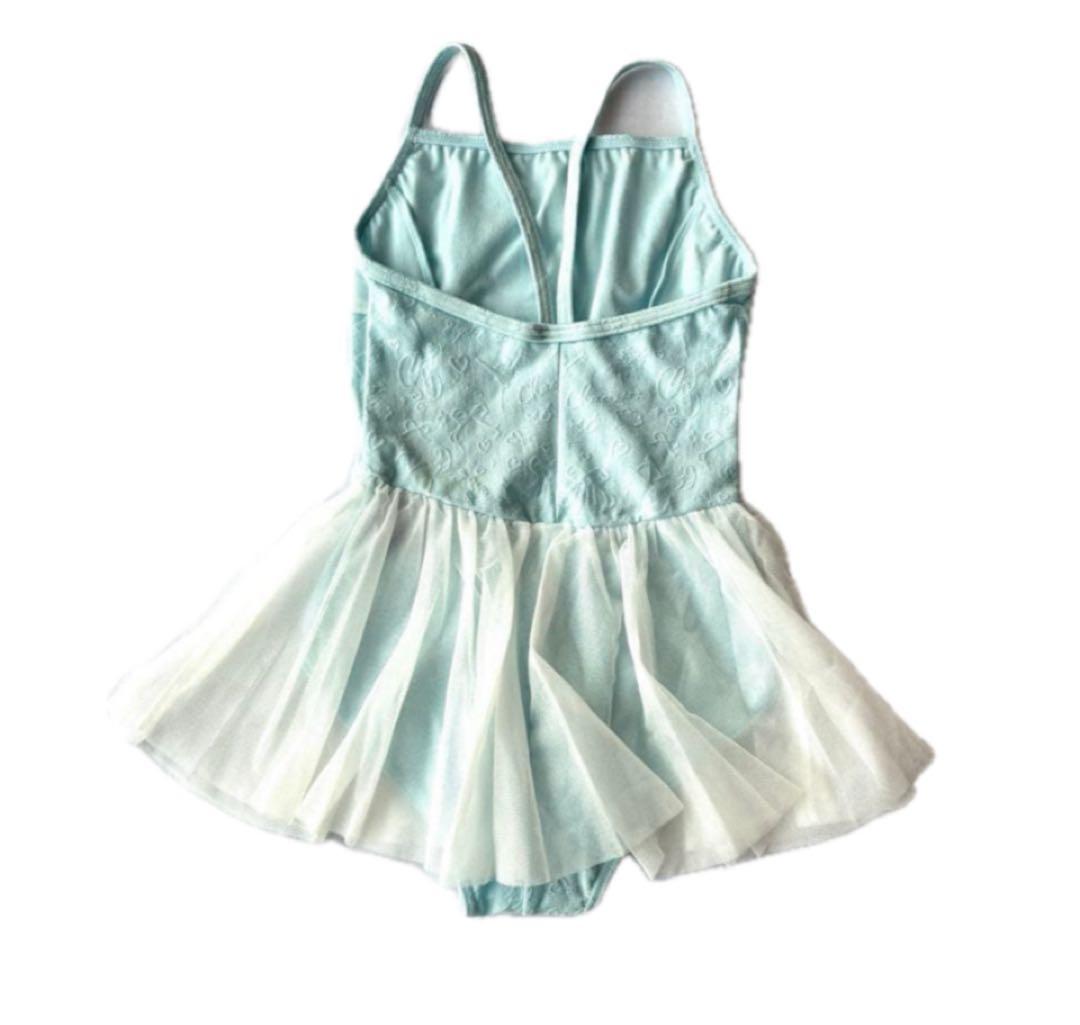 新品Chacott★ドレスの様なチュチュ付きレオタード 水色110K