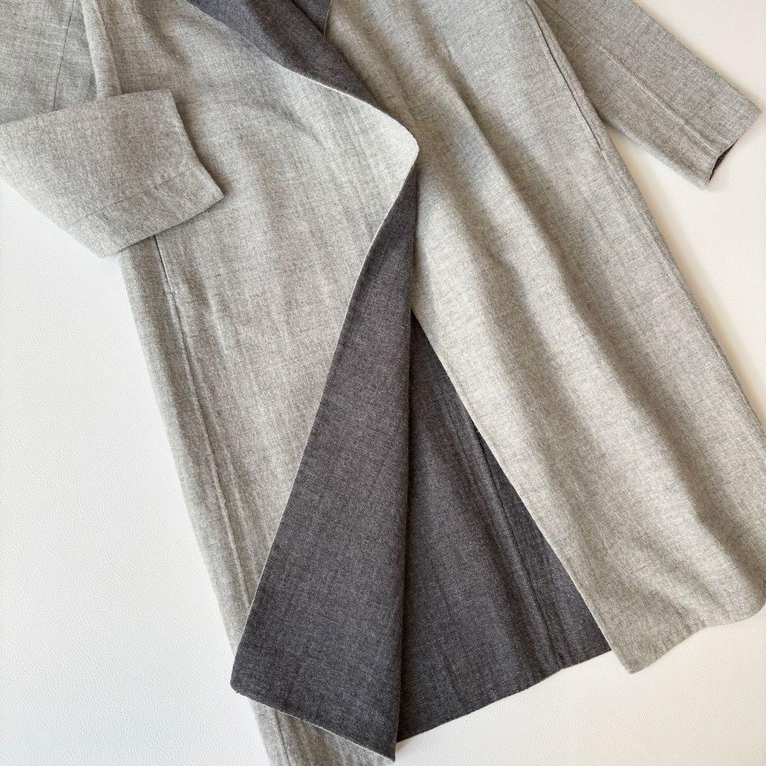 カシミヤ混＊Theory リバーコート ダブルフェイス ロング丈 グレー