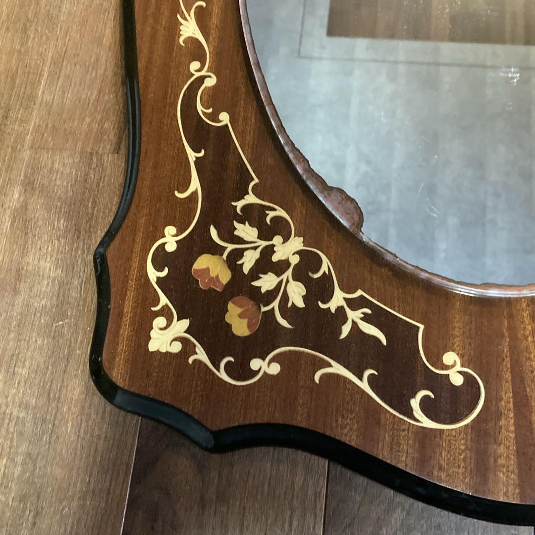 ヨーロッパアンティーク　壁掛鏡　大型　イタリア製　オーバル型　ヴィンテージ