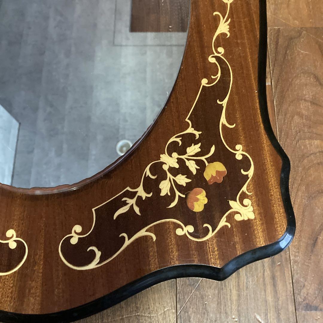 ヨーロッパアンティーク　壁掛鏡　大型　イタリア製　オーバル型　ヴィンテージ