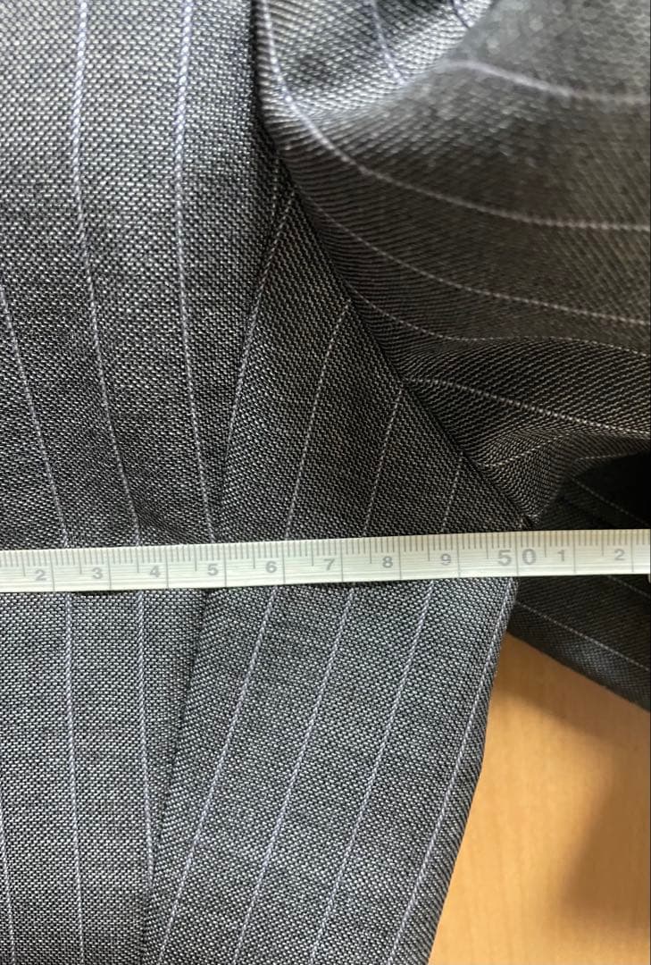 リングジャケット　グレー ストライプ ビジネススーツ　48