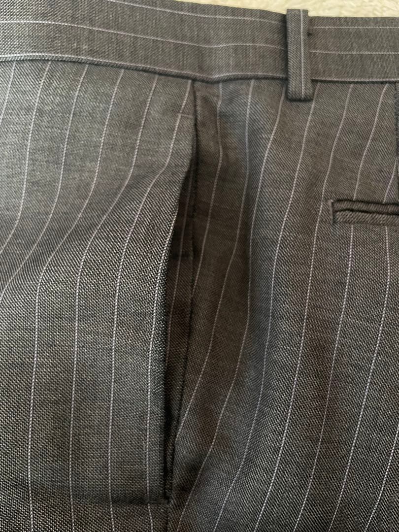 リングジャケット　グレー ストライプ ビジネススーツ　48