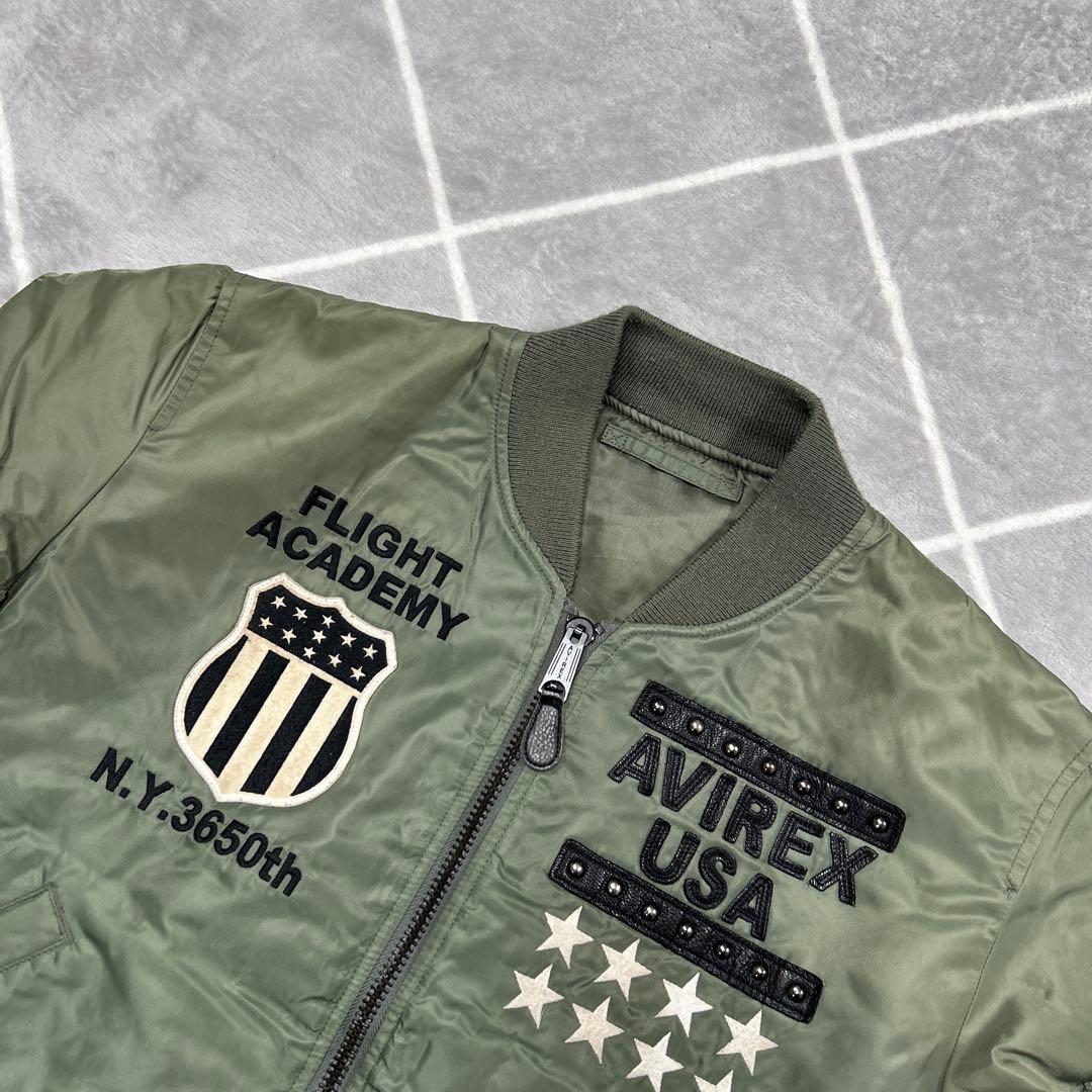 【☆希少品XL☆】破格AVIREX フライトジャケット XL カーキ バックロゴ