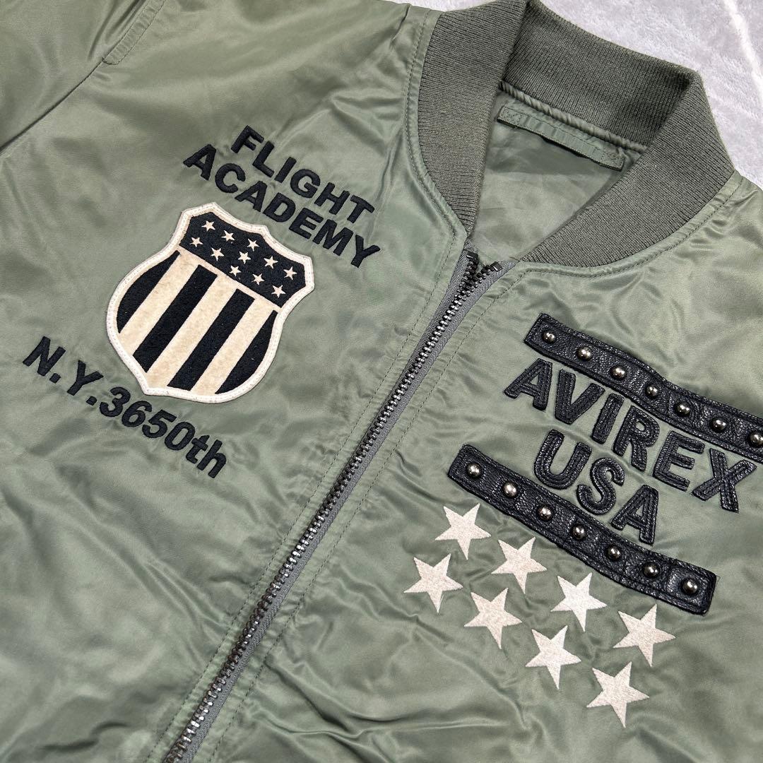 【☆希少品XL☆】破格AVIREX フライトジャケット XL カーキ バックロゴ
