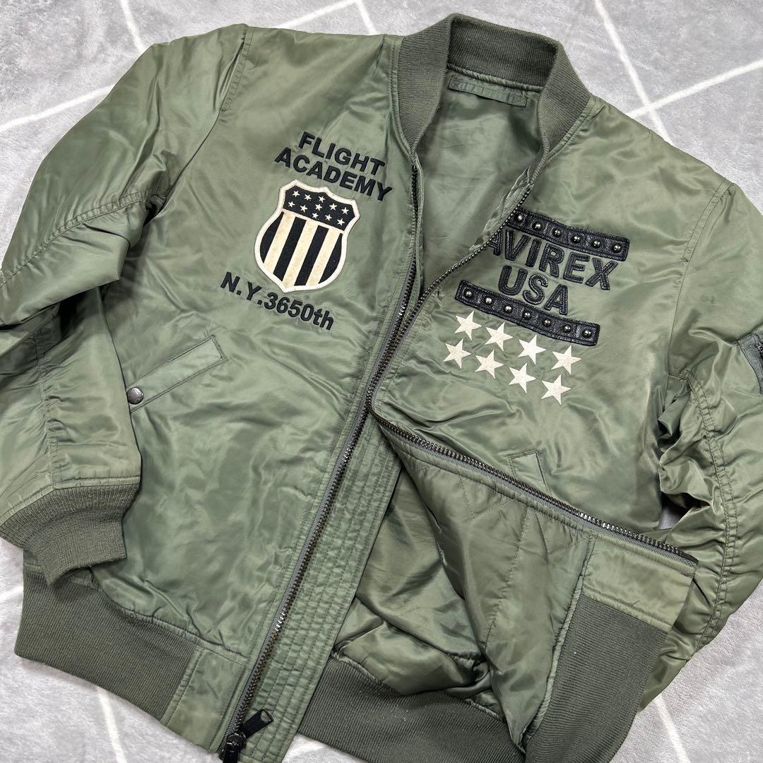 【☆希少品XL☆】破格AVIREX フライトジャケット XL カーキ バックロゴ
