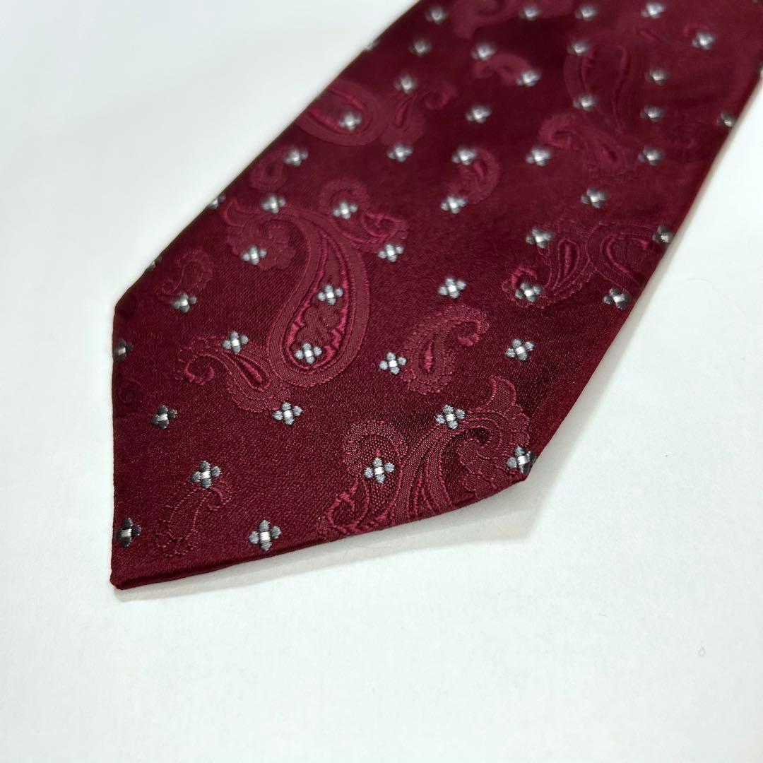 美品 ポールスミス ネクタイ シルク ペイズリー柄 ワインレッド