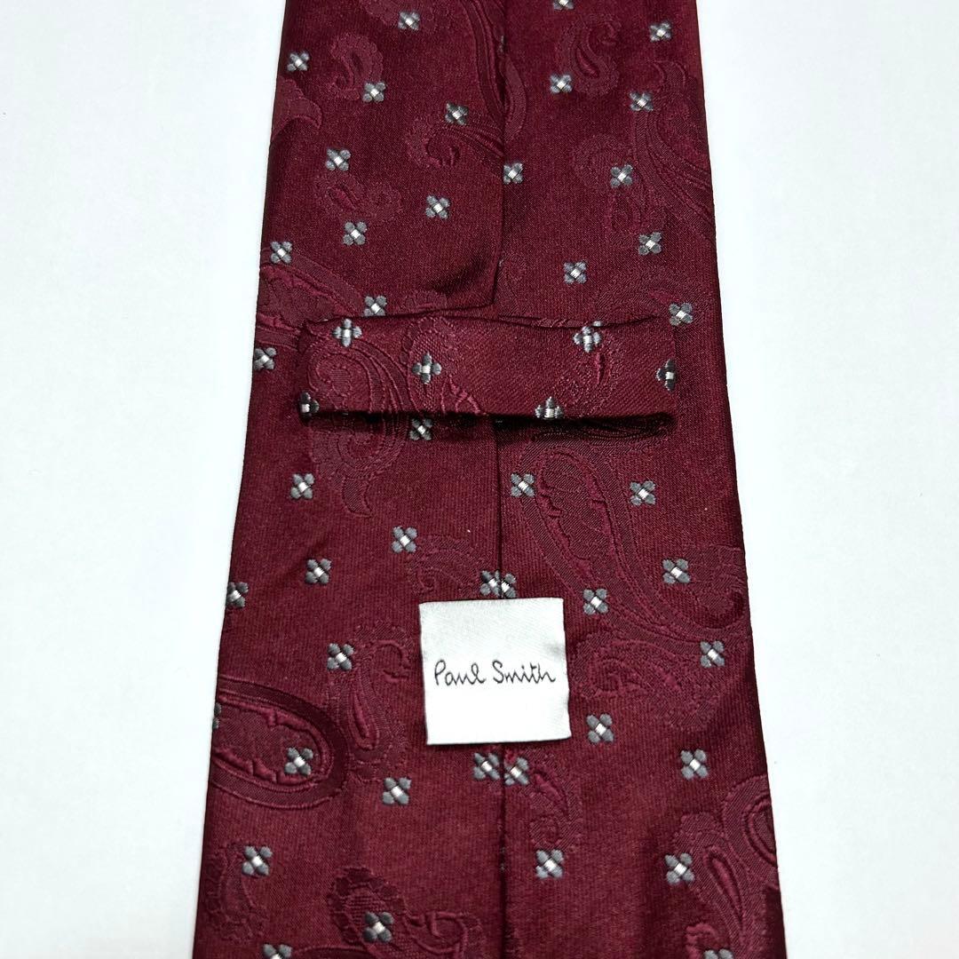 美品 ポールスミス ネクタイ シルク ペイズリー柄 ワインレッド