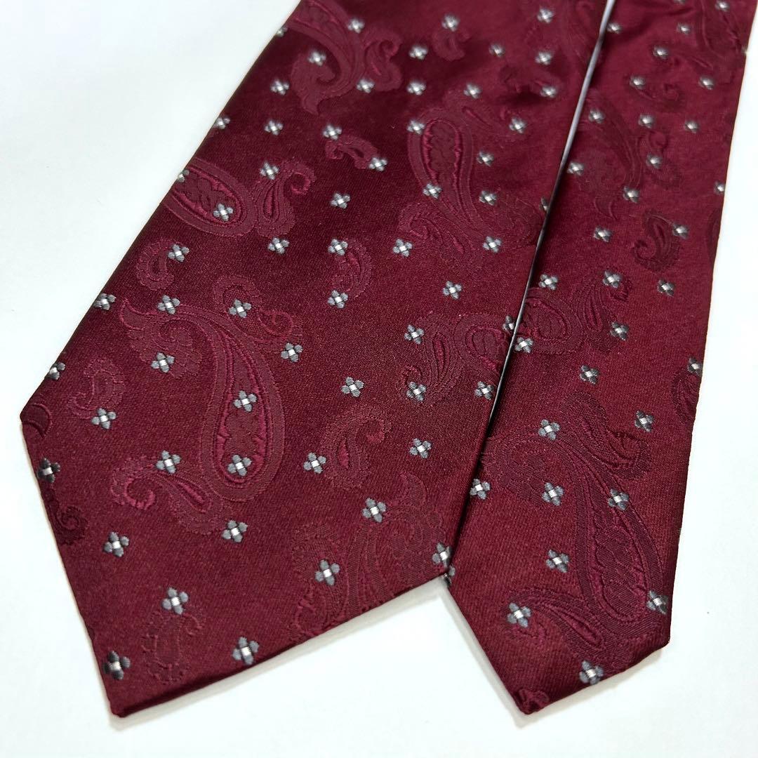 美品 ポールスミス ネクタイ シルク ペイズリー柄 ワインレッド