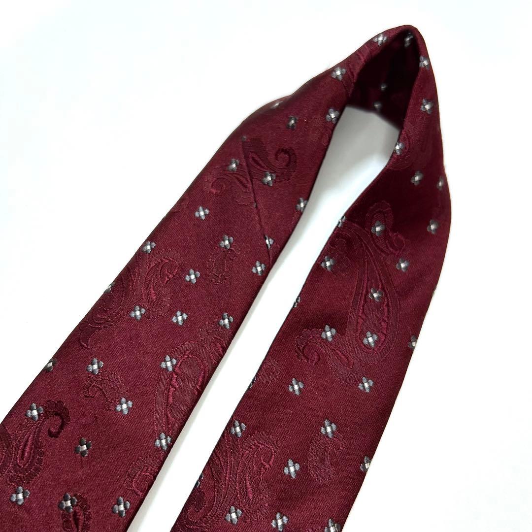 美品 ポールスミス ネクタイ シルク ペイズリー柄 ワインレッド