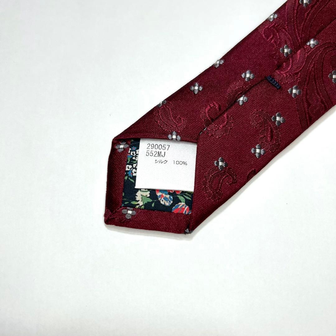美品 ポールスミス ネクタイ シルク ペイズリー柄 ワインレッド