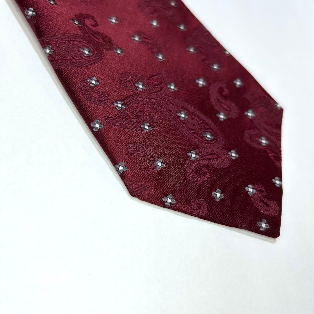 美品 ポールスミス ネクタイ シルク ペイズリー柄 ワインレッド