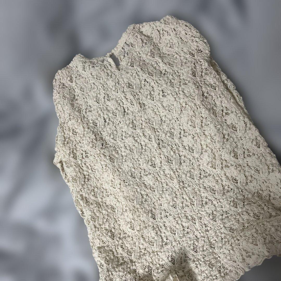 IENA Flowerストレッチレースプルオーバー　アイボリー