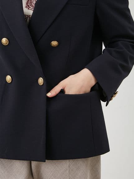 ここ 25AW 試着のみ【MilaOwen】金釦ダブルブレストブレザー