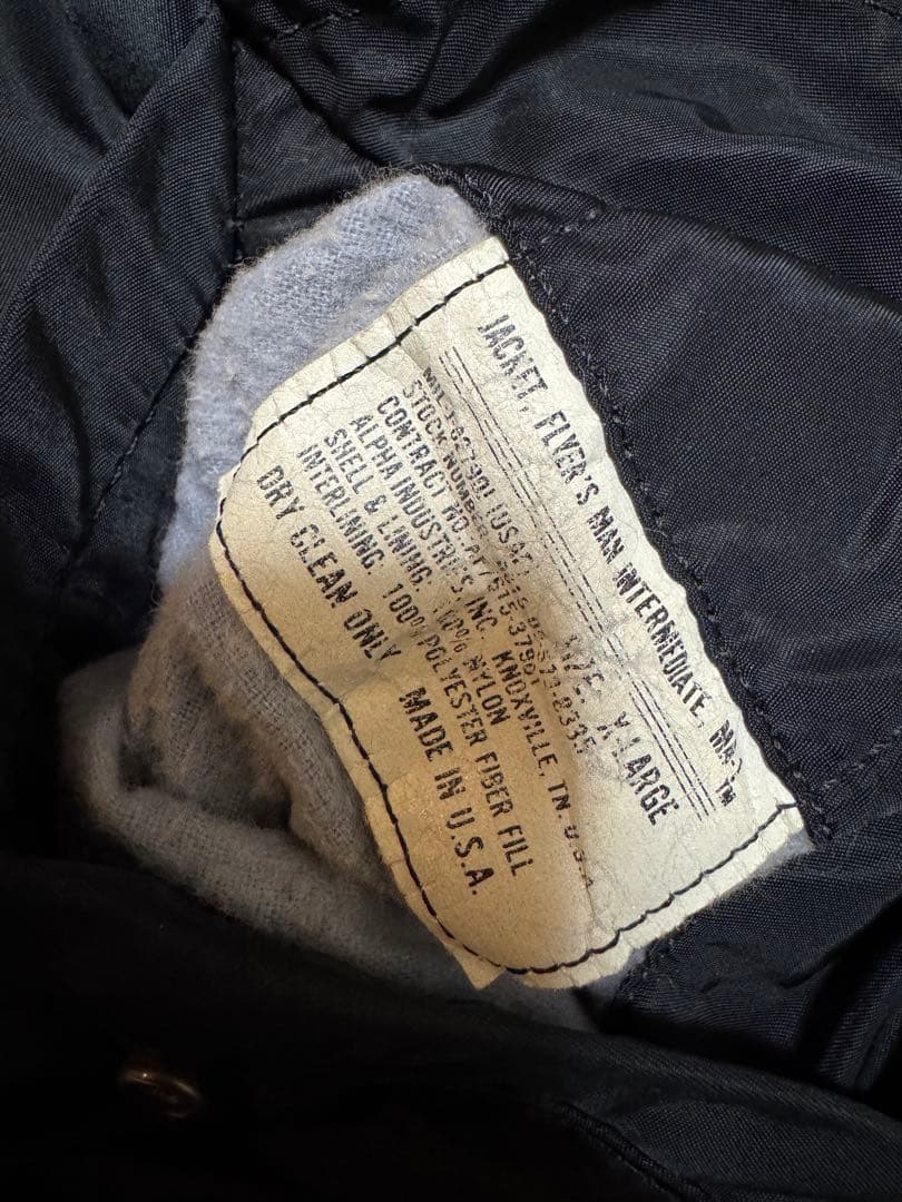 アルファインダストリーズ　USA製　MA-1フライトジャケット XL