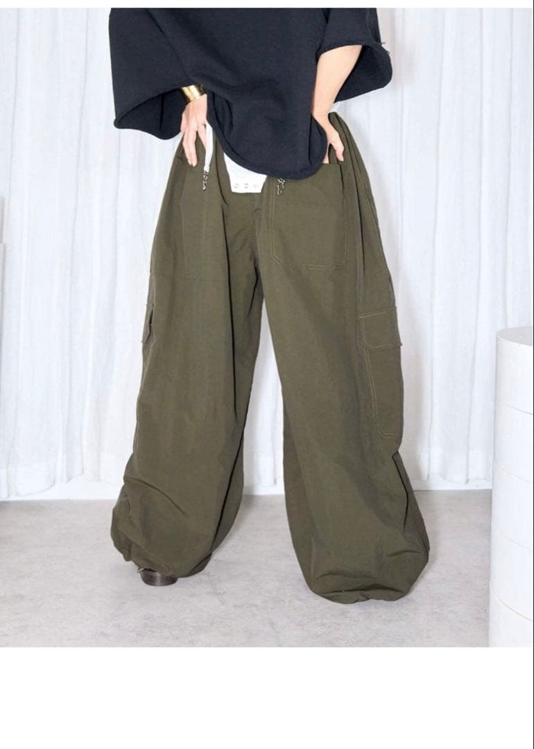 CITYSHOP “O”NYLON WIDE カーゴパンツ　　カーキ　36