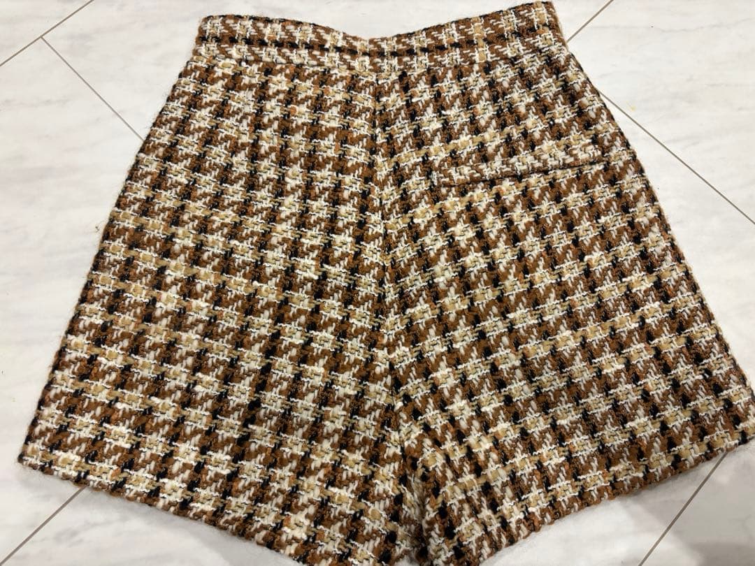 【新品未使用】シェリエ shellerツイード　スカート　キュロット秋冬ブラウン