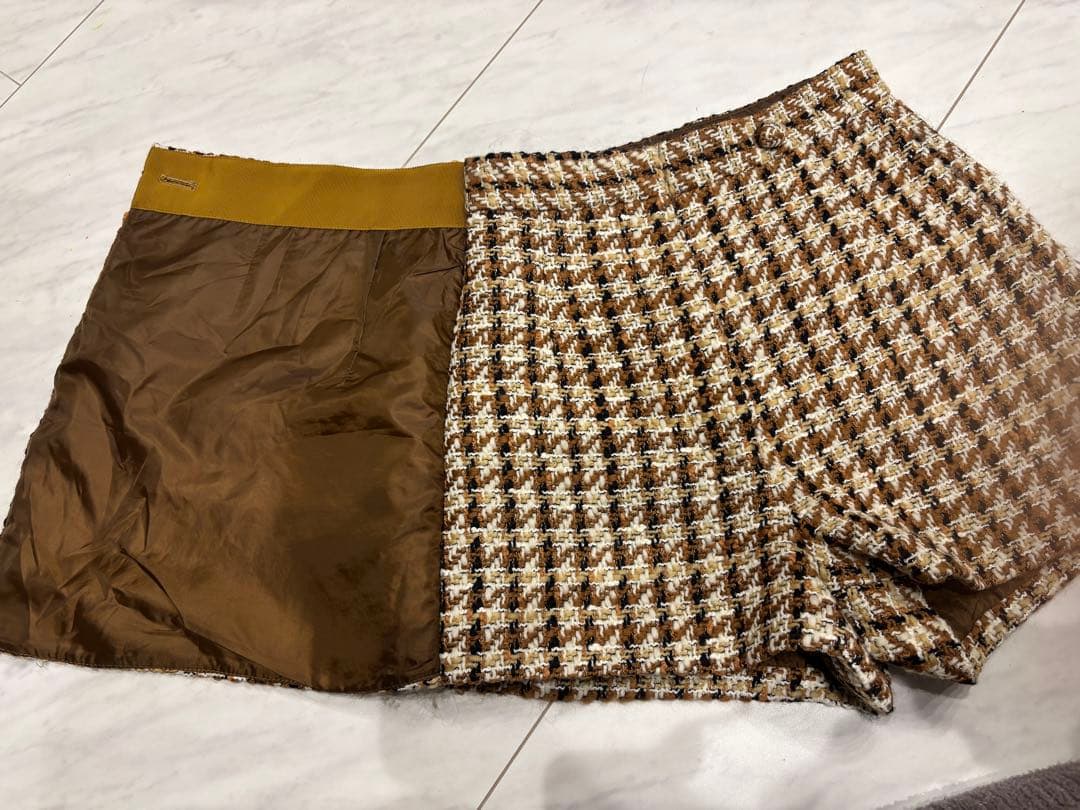 【新品未使用】シェリエ shellerツイード　スカート　キュロット秋冬ブラウン