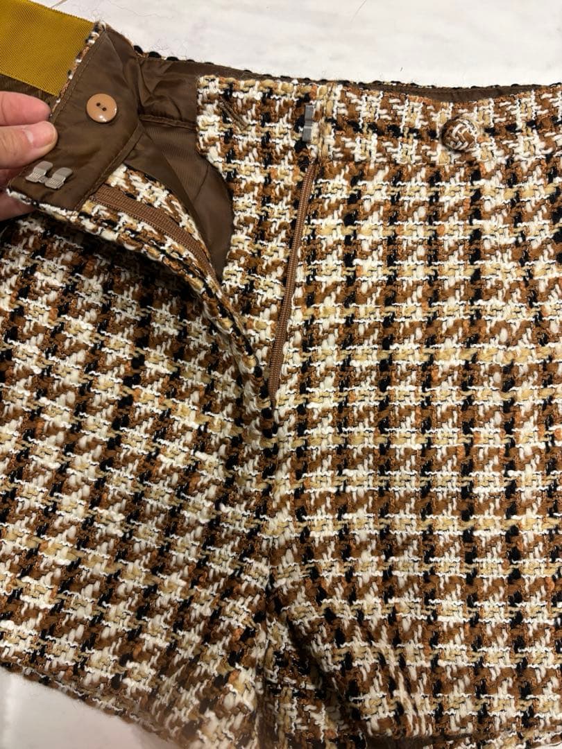 【新品未使用】シェリエ shellerツイード　スカート　キュロット秋冬ブラウン