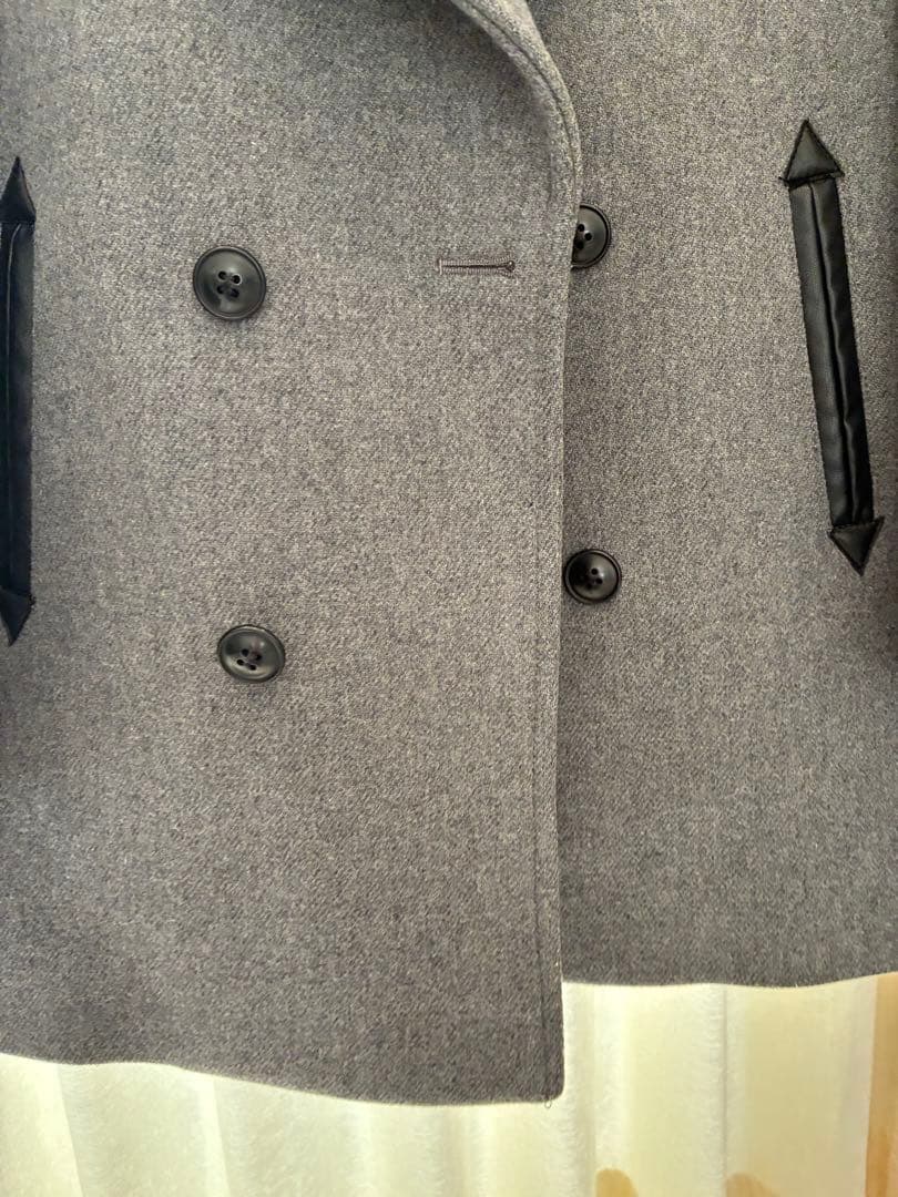 uncrave(アンクレイヴ)グレー ダブルブレスト ピーコート ウール混合